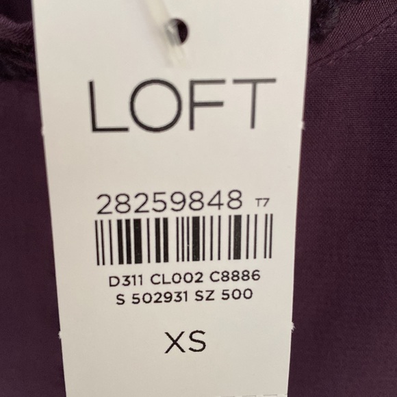 Loft Purple Eyelet Embroidered flutter ruffle detail blouse. Size XS - Picture 7 of 7